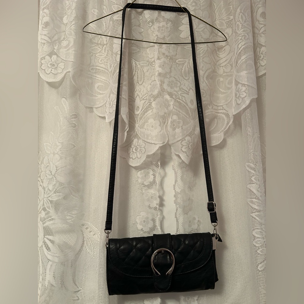 LA Express Y2K Black Quilted Ring Clasp Mini Crossbody Bag